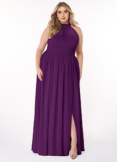 Azazie Iman Bridesmaid Dresses Grape A-Line A-Line Ruched Chiffon Dress image8