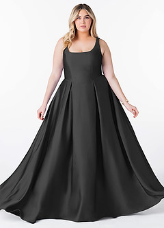 Azazie Neve Brautjungfernkleider Ballkleid mit Taschen Stretch-Satin Kleid Schwarz image10
