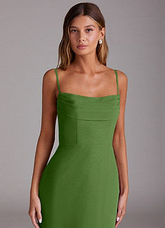Azazie Saige Bridesmaid Dresses Basil A-Line Off the Shoulder Chiffon Convertible Dress image2