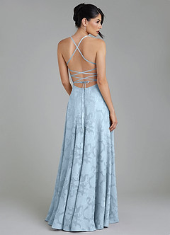 Azazie Tatum Bridesmaid Dresses Sky Blue A-Line Corset Floral Burnout Dress image2