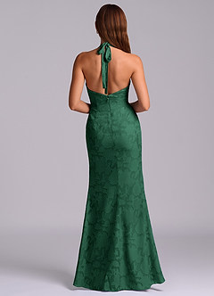 Azazie Valerie Final Sale Dark Green Mermaid Pleated Floral Burnout Dress image7