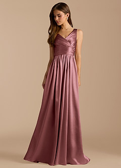 Azazie Keyla Bridesmaid Dresses Vintage Mauve A-Line Pleated Metallic Satin Dress image3