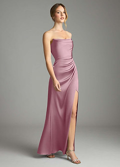 Azazie Leonis Bridesmaid Dresses Vintage Mauve Mermaid Pleated Stretch Satin Convertible Dress image6