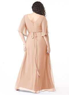 Azazie Cierra Bridesmaid Dresses English Rose A-Line V-Neck Chiffon Dress image18