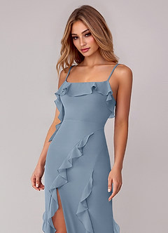 Azazie Malia 집에서 입어보는 드레스 쉬스 셔링 쉬폰 바닥 길이 드레스 image2