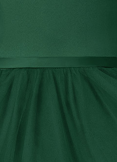 Azazie Marybell Flower Girl Dresses Dark Green A-Line Bow Tulle Dress image4