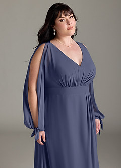 Azazie Matilda Bridesmaid Dresses Stormy A-Line Long Sleeve Chiffon Dress image15