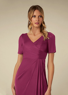 Azazie Bessie Kleider für die Brautmutter A-Linie Plissee Gittergewebe Kleid Maulbeerrot image6