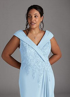 Azazie Calathea Mother of the Bride Dresses Sky Blue A-Line Lace Dress image10