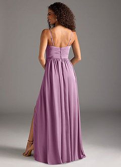 Azazie Alia Bridesmaid Dresses Wisteria A-Line Pleated Stretch Satin Dress image4