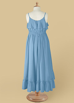Azazie Karmen Flower Girl Dresses Steel Blue A-Line Ruched Chiffon Dress image10