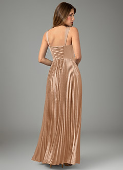 Azazie Avenelle Bridesmaid Dresses English Rose A-Line Corset Stretch Satin Dress image2