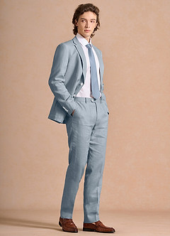 front Harrison Azul Polvoriento Traje 100% lino