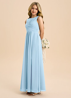 Azazie Skyla Junior Sky Blue A-Line Pleated Chiffon Dress image1
