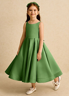 Azazie Babs vestidos de niña de las flores Vestido de Albahaca de Satin Mate de Corte Princesa con Plisado image8