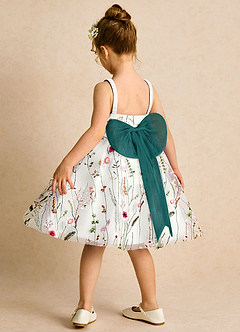 Azazie Peppa Flower Girl Dresses Ivory Peacock A-Line Sweetheart Neckline Tulle Dress image5