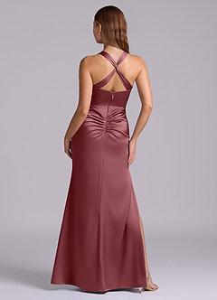 Azazie Amelie Bridesmaid Dresses Desert Rose A-Line Pleated Stretch Satin Dress image7