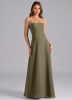Azazie Valentine Bridesmaid Dresses Willow Green A-Line Corset Chiffon Dress image1