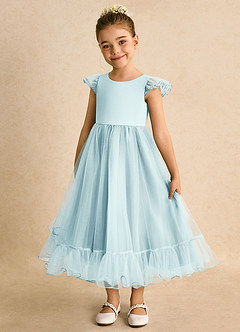 Azazie Phebs Flower Girl Dresses Sea Glass A-Line Tulle Dress image1