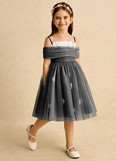 Azazie May Blumenmädchenkleider Ballkleid Plissee Tüll Kleid Schwarz image4