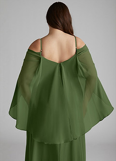 Azazie Cienna Jurken voor bruidsmeisjes Jurk van Chiffon met A-Lijn Off the Shoulder Olijf image12