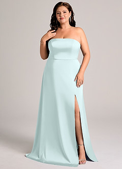 Azazie Wren Brudtärnklänningar Klä av A-Linje i Stretch Satin Axelbandslös Havsglas Konvertibel image8