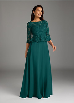 Azazie Averie Kleider für die Brautmutter A-Linie Bootshals Pailletten Chiffon Kleid Pfau image1