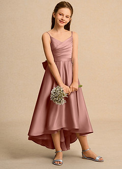 Azazie Sweets Girl Blumenmädchenkleider A-Linie Plissee Matte Satin Kleid Zedernrose image5