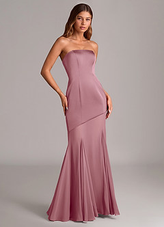 Azazie Uma Vestidos de damas de honor Vestido de Malva Vintage de Gasa de Corte Sirena Convertible con Sin tirantes image3