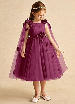 Azazie Staria Robe Demoiselle D'honneur Fillette Robe Princesse en Tulle Rayé Mûre image7