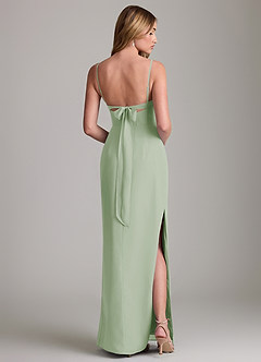 Azazie Mai Bridesmaid Dresses Dusty Sage Sheath Pleated Chiffon Dress image2