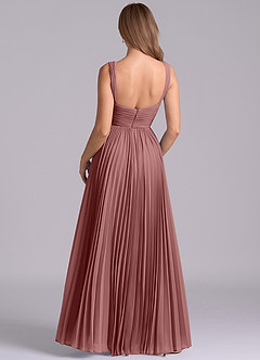Azazie Mina Final Sale Desert Rose A-Line Pleated Chiffon Dress image7
