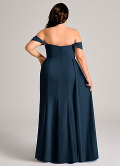 Azazie Amyra Bridesmaid Dresses Dark Navy Sheath Off the Shoulder Chiffon Convertible Dress image14