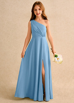 Azazie Puddles Girls Formal Flower Girl Klänningar Klä A-Line i Chiffong Ena axeln image1