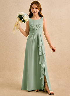 Azazie Chibi Girls Formal Flower Girl Klänningar Klä A-Line i Chiffong Plisserad image1