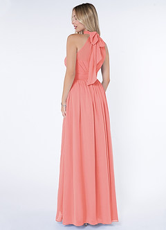 Azazie Iman Bridesmaid Dresses Coral A-Line A-Line Ruched Chiffon Dress image5
