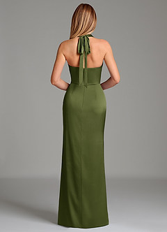 Azazie Serenity Brautjungfernkleider Meerjungfrau-Linie Herzausschnitt Stretch-Satin Kleid Olivgrün image6