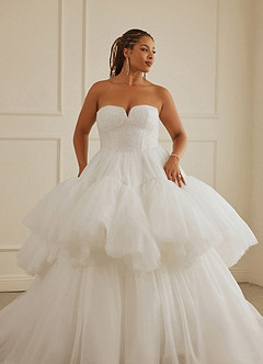 Christian Siriano Bridal for Azazie 2007 Robes de mariée Robe Princesse en Tulle Paillettes Blanc Diamant Cacao image15