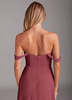 Azazie Aaron Bridesmaid Dresses Merlot A-Line Off the Shoulder Chiffon Convertible Dress image8