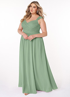 Azazie Raine Bridesmaid Dresses Matcha A-Line Sweetheart Ruched Chiffon Dress image9
