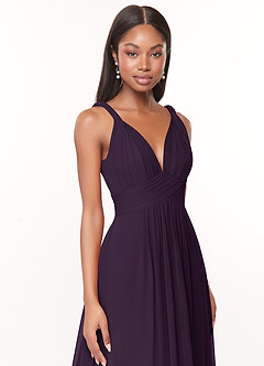 Azazie Maren Bridesmaid Dresses Plum A-Line Pleated Chiffon Dress image6
