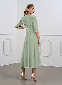 Azazie Myka  Final Sale A-Line Lace Mesh Tea-Length Dress image5