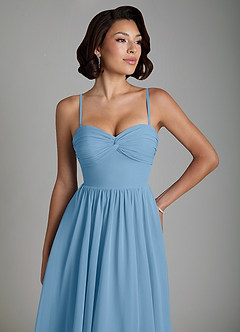 Azazie Petra Bridesmaid Dresses Steel Blue A-Line Corset Chiffon Dress image3