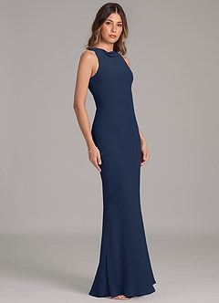 Azazie Allettie Bridesmaid Dresses Dark Navy Mermaid Chiffon Dress image5