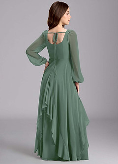 Azazie Clara Junior Abito A-Line in Chiffon Blusa Eucalipto image8