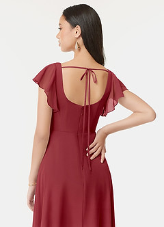Azazie Bondi Abiti da Damigella Abito A-Line in Chiffon con Volant Melograno image3