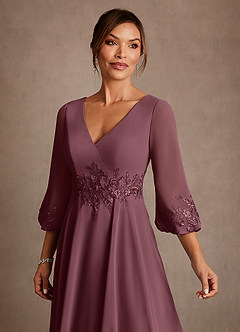 Azazie Yorba Abiti per la Madre della Sposa Abito A-Line in Chiffon Pizzo Sangria image5