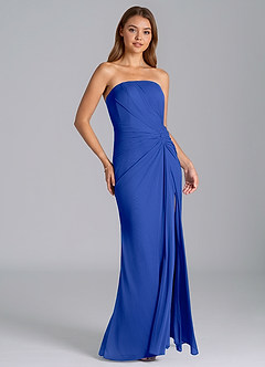 Azazie Mariya Final Sale Royal Blue Mermaid Strapless Mesh Dress image3