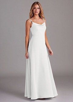 Azazie Daenerys Bridesmaid Dresses White A-Line Cowl Chiffon Dress image5