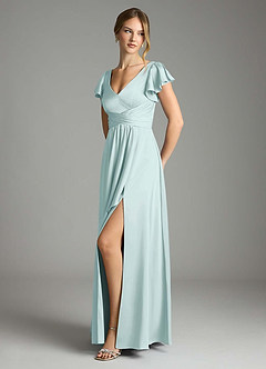 Azazie Omari Bridesmaid Dresses Mist A-Line Stretch Satin Dress image4